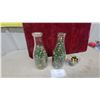 Image 1 : Vintage Glass Milk Bottles Filled with Marbles and Small Bowl of Solid Color Marbles