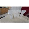 Image 2 : Vintage Frosted and Clear Drinking Glasses with Decorative Prints and Glass Pitcher