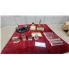 Image 1 : Vintage Desk Accessories Including Inkwells, Perpetual Calendars, Clock, and More