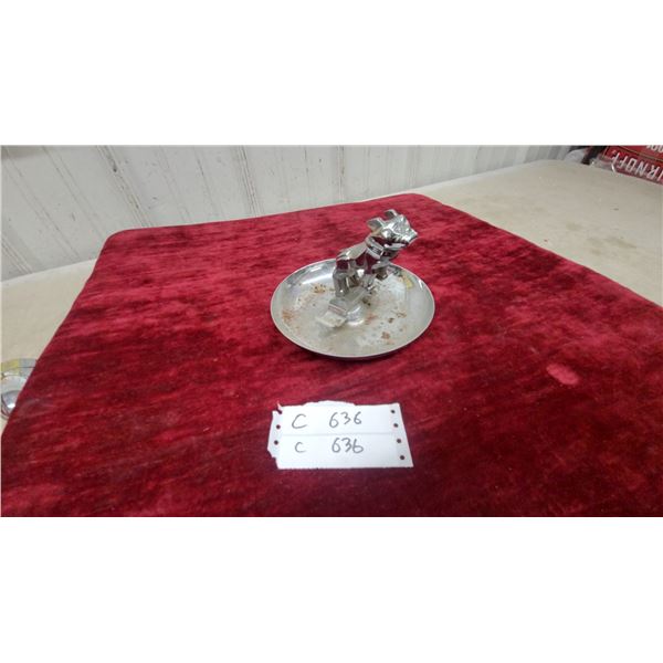 Art Deco Chrome Bulldog Figural Ashtray or Trinket Dish