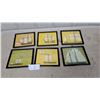 Image 1 : Set of Six Framed Sailing Ship Prints on Yellow Background 8 x 10"