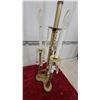 Image 3 : Vintage Brass Candelabra Table Lamp with Crystal Prisms and Milk Glass Shade Beleive Stiffel