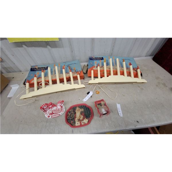 Two Royalite 8 Deluxe Electric Christmas Candelabras with Original Boxes and More