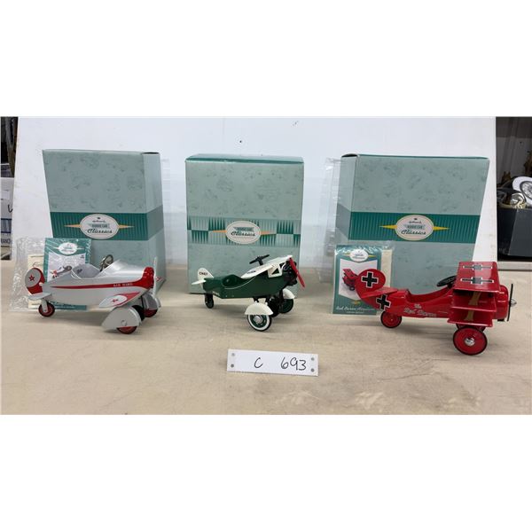 Hallmark Kiddie Car Classics Air King, Air Mail, and Red Baron Pedal Planes with Boxes