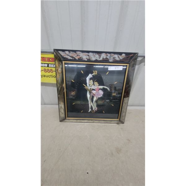Borin Manufacturing Co. Dancers Wall Clock Style No. 719-7 with Ballet Dancer Motif 22 x 22"