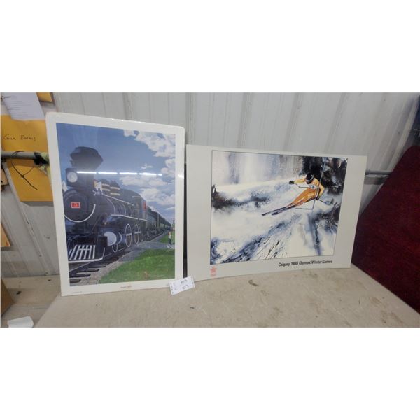 Calgary 1988 Olympic Winter Games Poster and Steam Locomotive Praire Dog Number 3 Print