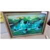 Image 4 : Framed White Cranes at Waterfall in Gold-Toned Decorative Frame Lights and Relaxing Sounds 18 x 25"