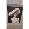 Image 2 : Framed Portrait Painting of Woman in White Hat and Dress, Signed Gullys 24 x 28"