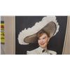Image 3 : Framed Portrait Painting of Woman in White Hat and Dress, Signed Gullys 24 x 28"