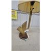Image 2 : Vintage Gold-Tone Anchor Table Lamp with Beige Fabric Shade on Round Wood Base