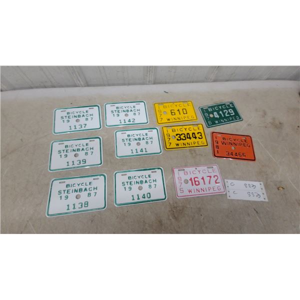 Vintage Steinbach and Winnipeg Manitoba Bicycle License Plates 1975-1987 Collection