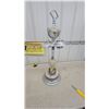 Image 1 : Vintage Chrome and Alabaster Smoking Stand with Integrated Clock and Lamp