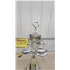 Image 2 : Vintage Chrome and Alabaster Smoking Stand with Integrated Clock and Lamp