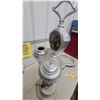 Image 6 : Vintage Chrome and Alabaster Smoking Stand with Integrated Clock and Lamp