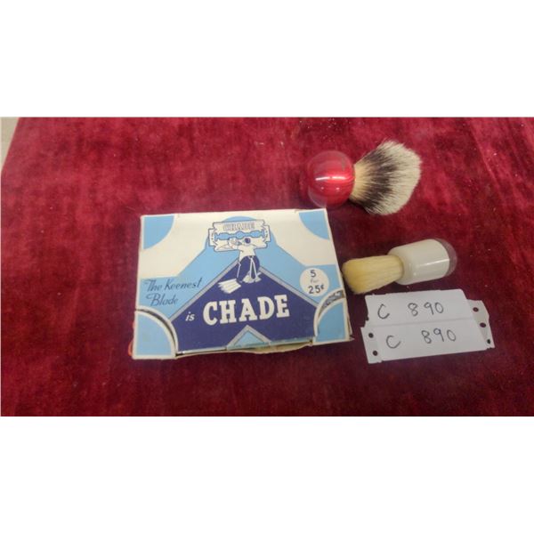 Chade De Luxe Razor Blade Display Carton and Two Shaving Brushes