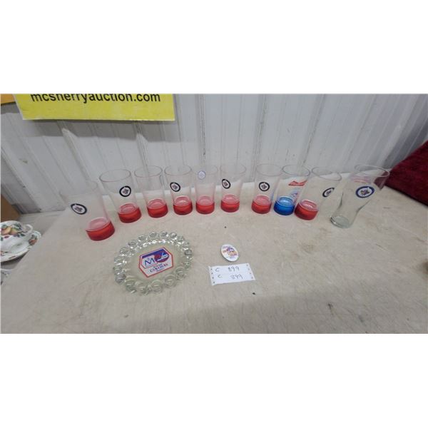 Molson Canadian Winnipeg Jets Glass Ashtray, Promotional Cups, Pin, and More