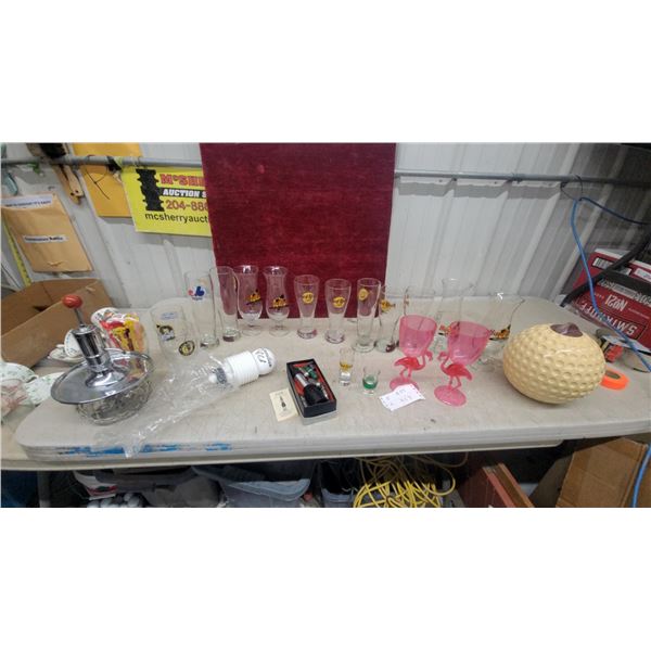 Hard Rock Cafe Pilsner Glasses, Pink Flamingo Stemware, Golf Ball Ice Bucket, and More Barware