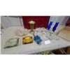 Image 1 : Vintage Art Glass Ashtrays, Cobalt Blue Glass Vase Brass Candilier, and More