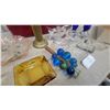 Image 6 : Vintage Art Glass Ashtrays, Cobalt Blue Glass Vase Brass Candilier, and More