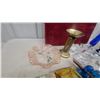 Image 8 : Vintage Art Glass Ashtrays, Cobalt Blue Glass Vase Brass Candilier, and More