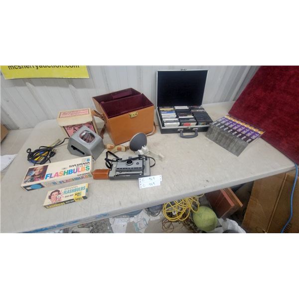 Polaroid Automatic 210 Land Camera with Sylvania Flashbulbs, Carrying Case, and More