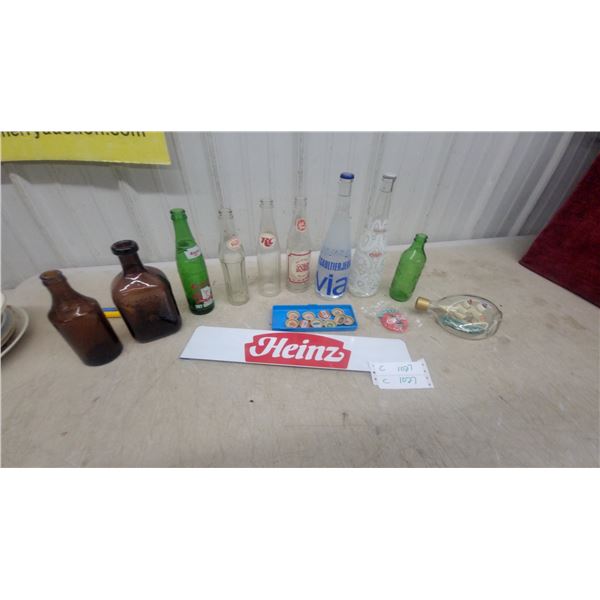 Old Pop Bottles Metal Heinz Sign Bottle Caps Ship in Bottle