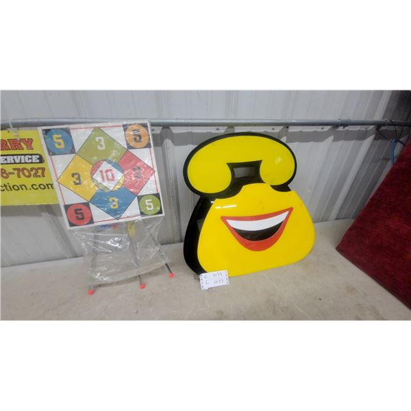 Telephone Sign and Vintage Arrow Target Game