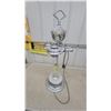 Image 1 : Vintage Art Deco Chrome Electric Clock and Smoking Stand with Swirled Glass Globe