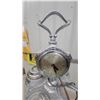 Image 2 : Vintage Art Deco Chrome Electric Clock and Smoking Stand with Swirled Glass Globe