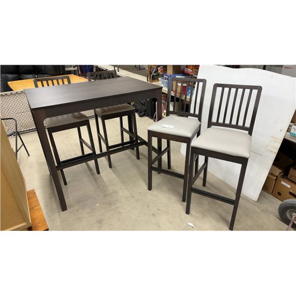Counter Height Dining Table 47 x 31-1/2 x 41-1/2 with Four Upholstered Bar Stools