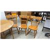 Image 6 : Oak Round Dining Table with Leaf and Four Spindle Back Chairs