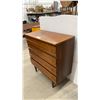 Image 2 : Mid-Century Modern Walnut Five-Drawer Highboy Dresser with Tapered Legs 34 x 17 x 37