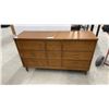 Image 1 : Mid-Century Modern Nine-Drawer Wooden Dresser with Brass Handles 54 x 16 x 32