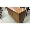 Image 4 : Mid-Century Modern Nine-Drawer Wooden Dresser with Brass Handles 54 x 16 x 32