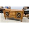 Image 2 : Canadel Solid Wood Sideboard with Ribbed Glass Doors and Three Drawers 52 x 15-1/2 x 31-1/2