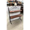 Image 1 : Wrought Iron and Wood Two-Tier Bakers Rack with Wine Bottle Storage 49 x 39-1/2 x 15
