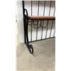 Image 2 : Wrought Iron and Wood Two-Tier Bakers Rack with Wine Bottle Storage 49 x 39-1/2 x 15