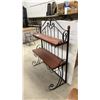 Image 3 : Wrought Iron and Wood Two-Tier Bakers Rack with Wine Bottle Storage 49 x 39-1/2 x 15