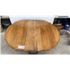 Image 5 : Vintage Oak Gate-Leg Drop-Leaf Table with Scalloped Edge and Turned Legs 32 x 14 x 30