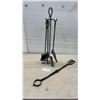 Image 1 : Wrought Iron Fireplace Tool Set with Stand, Tongs, Shovel, Brush, and Poker