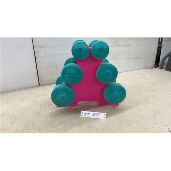 Three-Pair Dumbbell Set with Stand, 1 Pound, 3 Pound, and 5 Pound Weights
