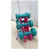 Image 2 : Three-Pair Dumbbell Set with Stand, 1 Pound, 3 Pound, and 5 Pound Weights