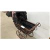 Image 2 : Vintage Victorian-Style Doll Pram with Scrollwork Metal Frame and Canopy