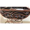 Image 3 : Vintage Victorian-Style Doll Pram with Scrollwork Metal Frame and Canopy