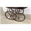 Image 4 : Vintage Victorian-Style Doll Pram with Scrollwork Metal Frame and Canopy
