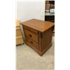 Image 2 : Two Nightstands, Modern Oak Three-Drawer and Traditional Oak Two-Drawer