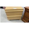 Image 5 : Two Nightstands, Modern Oak Three-Drawer and Traditional Oak Two-Drawer