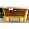 Image 4 : French Provincial Style Single-Drawer End Table with Yellow Painted Base 25 x 20 x 28