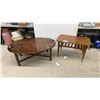 Image 1 : Butler's Tray Coffee Table with Brass Hinges and Mid-Century Modern Side Table