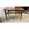 Image 6 : Butler's Tray Coffee Table with Brass Hinges and Mid-Century Modern Side Table
